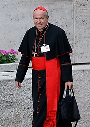 Austrian Cardinal Christoph Schonborn of Vienna arrives for the morning session of the extraordinary Synod of Bishops on the family at the Vatican Oct. 16.  (CNS photo/Paul Haring) 